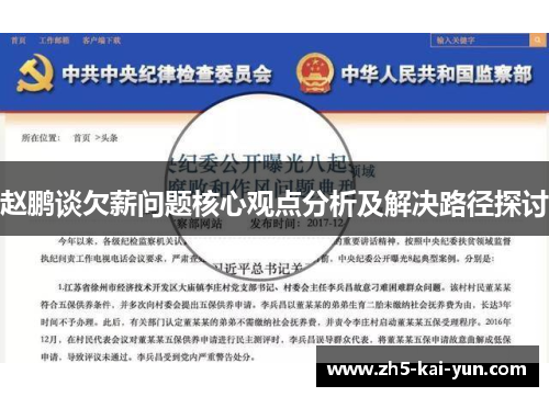 赵鹏谈欠薪问题核心观点分析及解决路径探讨